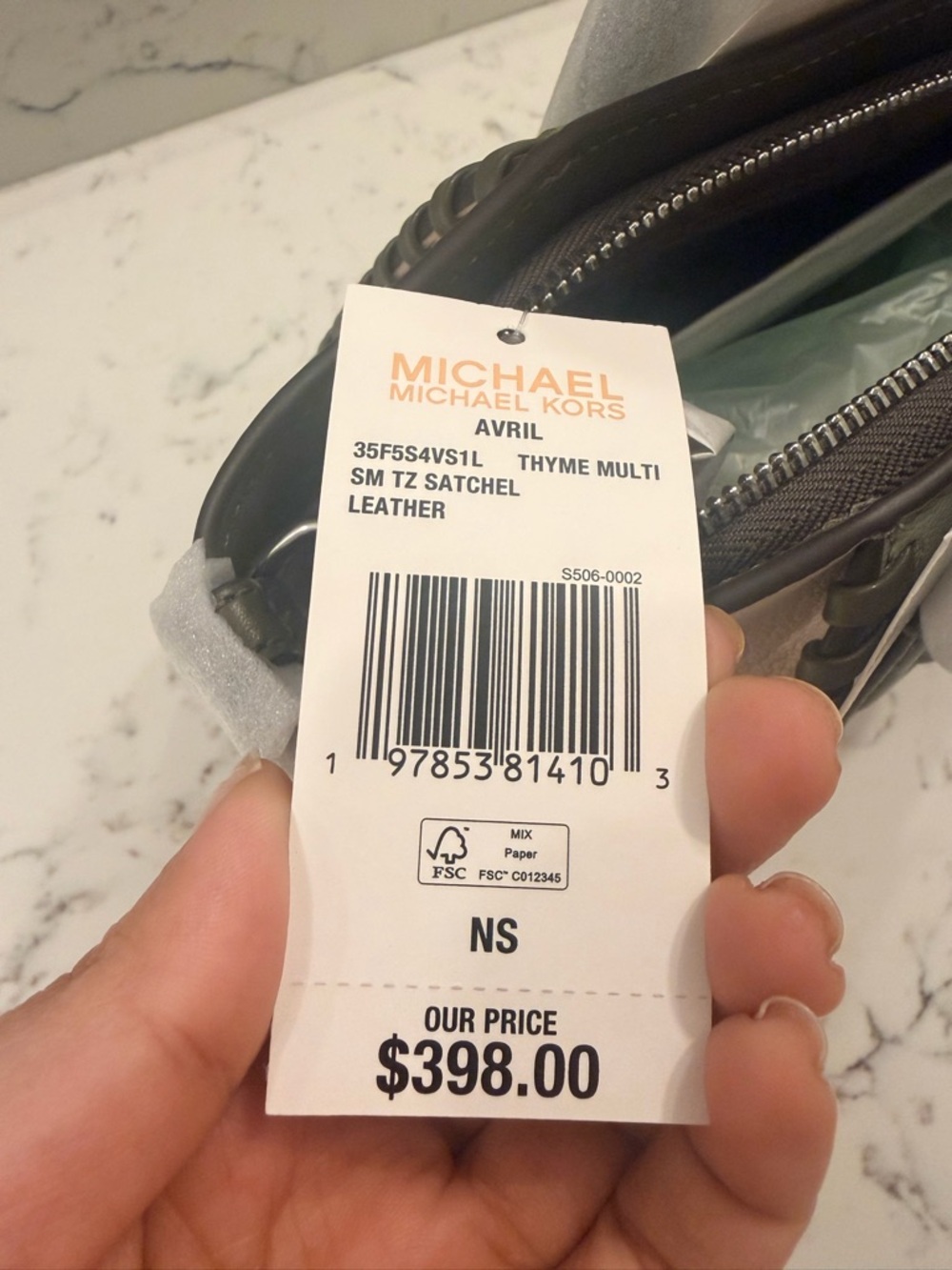 Michael Kors Olive Green and Cream Leather Tote with Whipstitch Detail - Picture 2 of 5